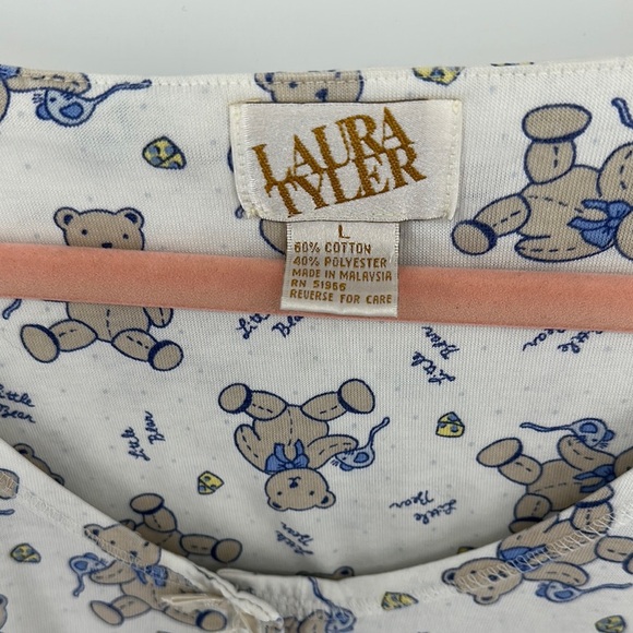 VTG Laura Tyler Cozy Gray and Blue Night Gown for Relaxing Nights Sz Large - Picture 7 of 12